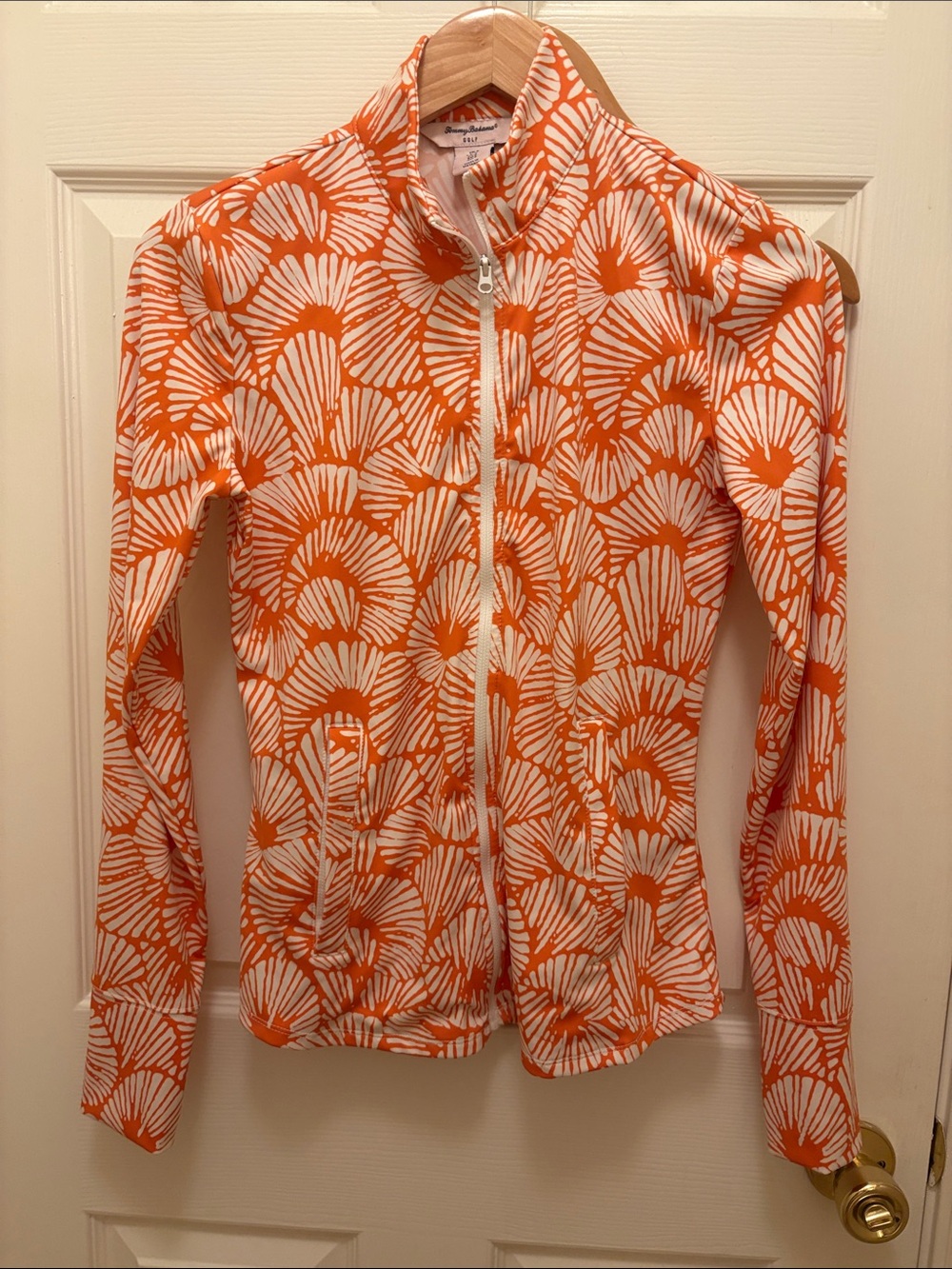 Tommy Bahama Golf Short-Sleeve Shirt - Orange & White size Small